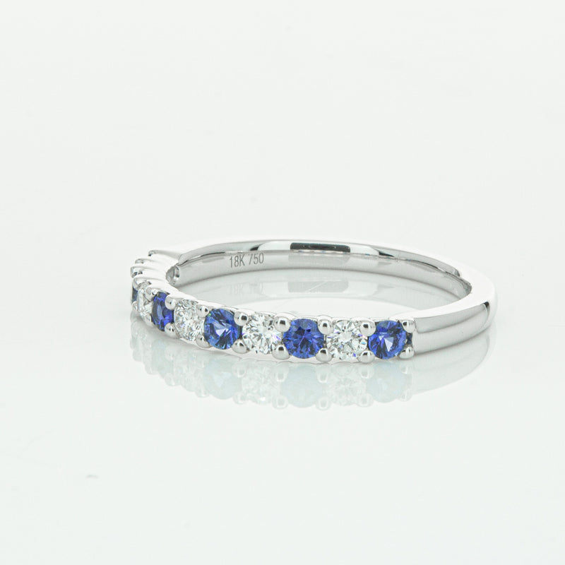 18ct White Gold Sapphire & Diamond Panorama Band-Ring-Walker & Hall