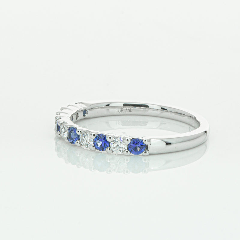18ct White Gold Sapphire & Diamond Panorama Band-Ring-Walker & Hall