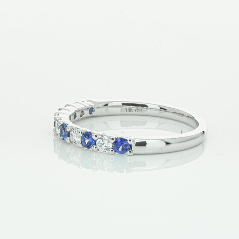 18ct White Gold Sapphire & Diamond Panorama Band-Ring-Walker & Hall