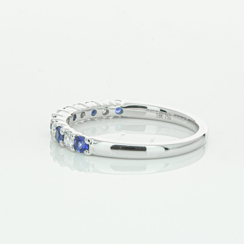 18ct White Gold Sapphire & Diamond Panorama Band-Ring-Walker & Hall