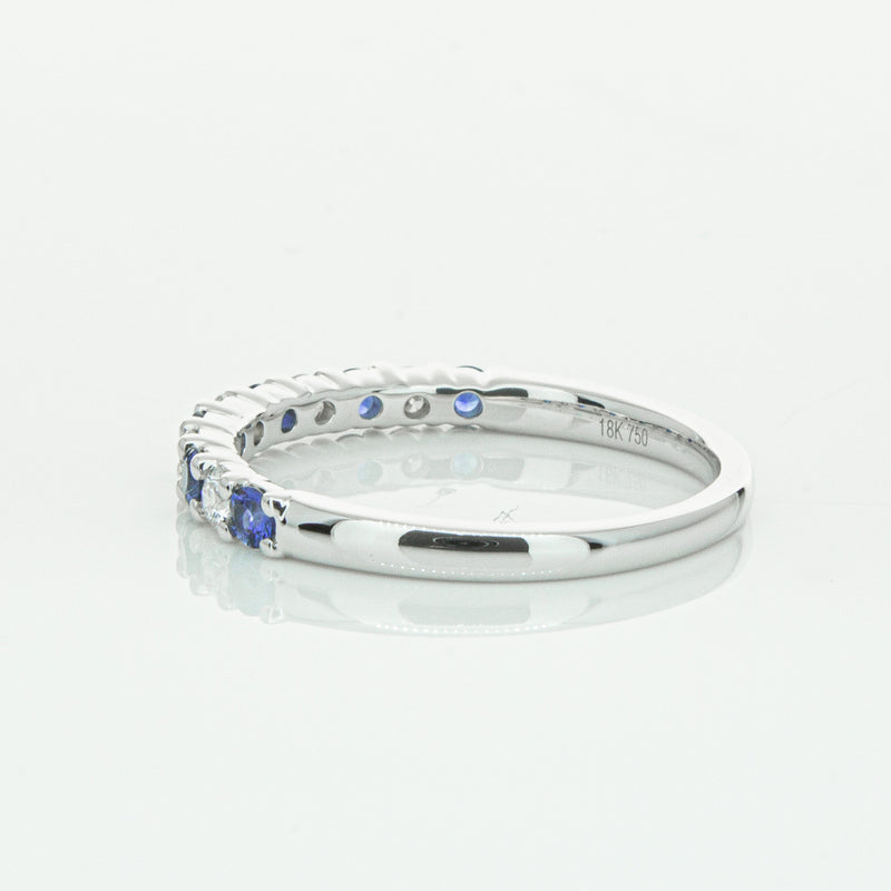 18ct White Gold Sapphire & Diamond Panorama Band-Ring-Walker & Hall