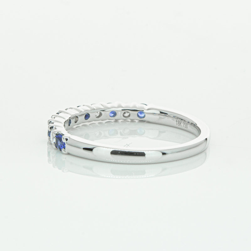 18ct White Gold Sapphire & Diamond Panorama Band-Ring-Walker & Hall