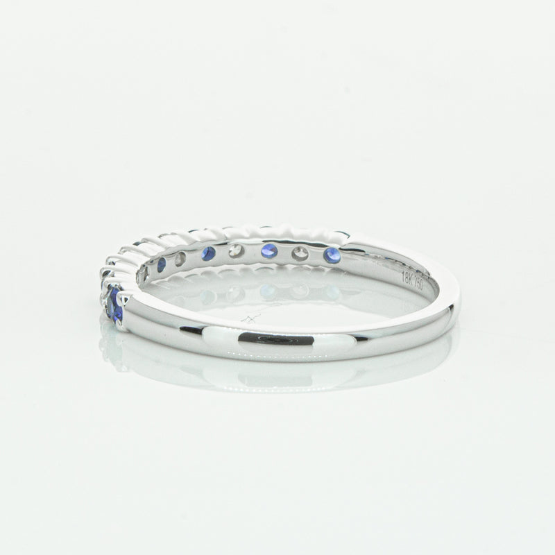 18ct White Gold Sapphire & Diamond Panorama Band-Ring-Walker & Hall