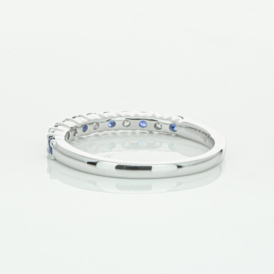 18ct White Gold Sapphire & Diamond Panorama Band-Ring-Walker & Hall