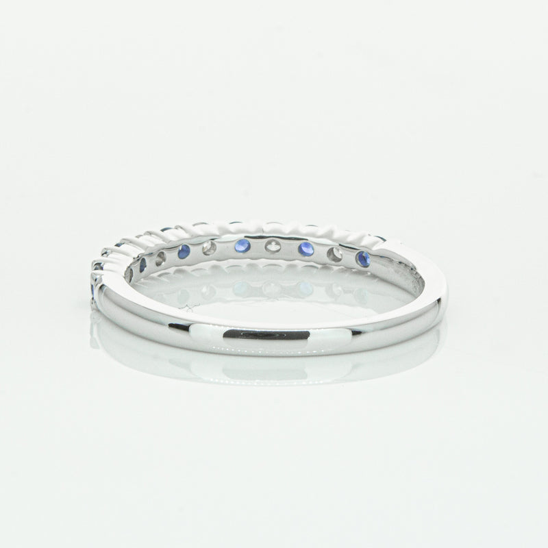 18ct White Gold Sapphire & Diamond Panorama Band-Ring-Walker & Hall