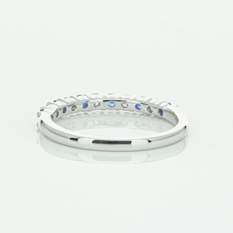 18ct White Gold Sapphire & Diamond Panorama Band-Ring-Walker & Hall