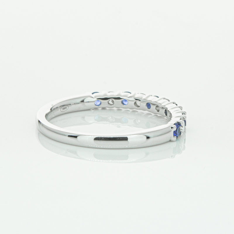 18ct White Gold Sapphire & Diamond Panorama Band-Ring-Walker & Hall