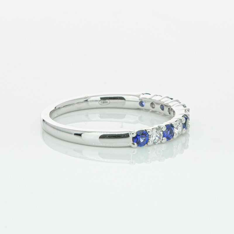 18ct White Gold Sapphire & Diamond Panorama Band-Ring-Walker & Hall