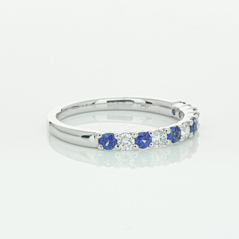 18ct White Gold Sapphire & Diamond Panorama Band-Ring-Walker & Hall