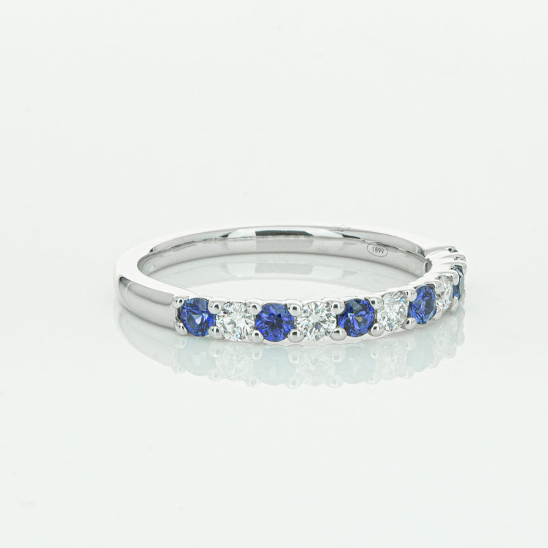 18ct White Gold Sapphire & Diamond Panorama Band-Ring-Walker & Hall