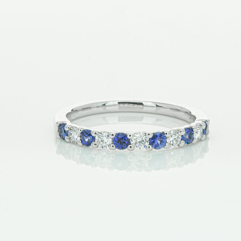 18ct White Gold Sapphire & Diamond Panorama Band-Ring-Walker & Hall
