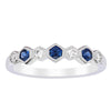18ct White Gold Sapphire & Diamond Deco Band-Ring-Walker & Hall