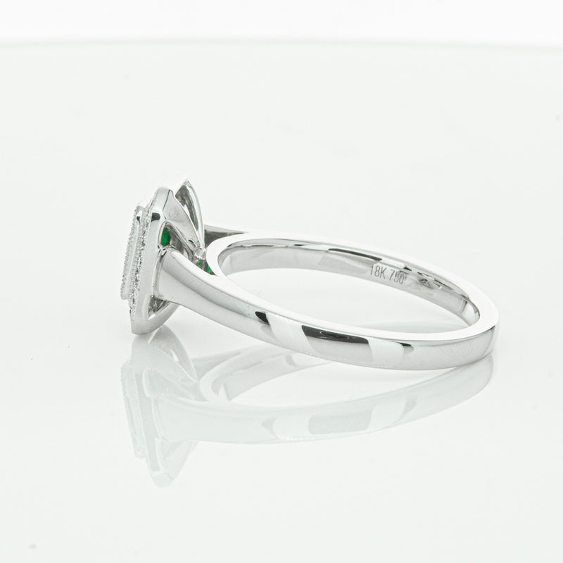 18ct White Gold Emerald & Diamond Ring-Ring-Walker & Hall