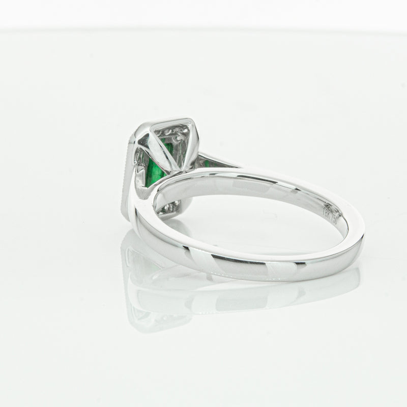 18ct White Gold Emerald & Diamond Ring-Ring-Walker & Hall