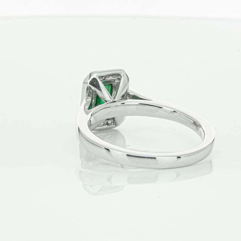 18ct White Gold Emerald & Diamond Ring-Ring-Walker & Hall