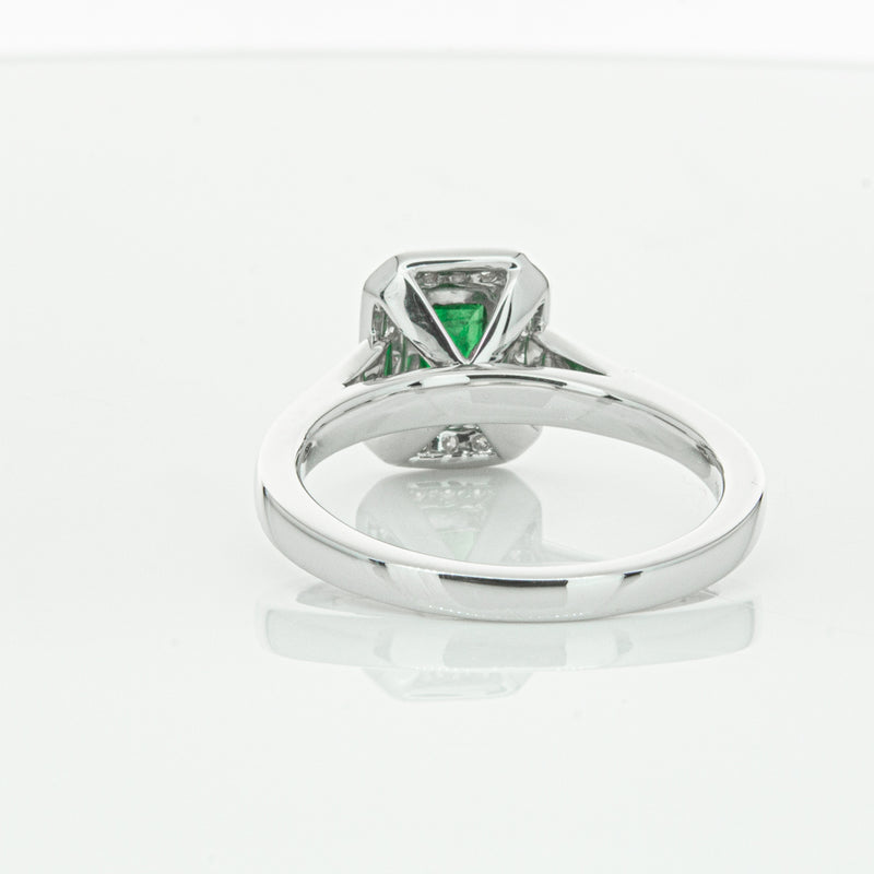 18ct White Gold Emerald & Diamond Ring-Ring-Walker & Hall