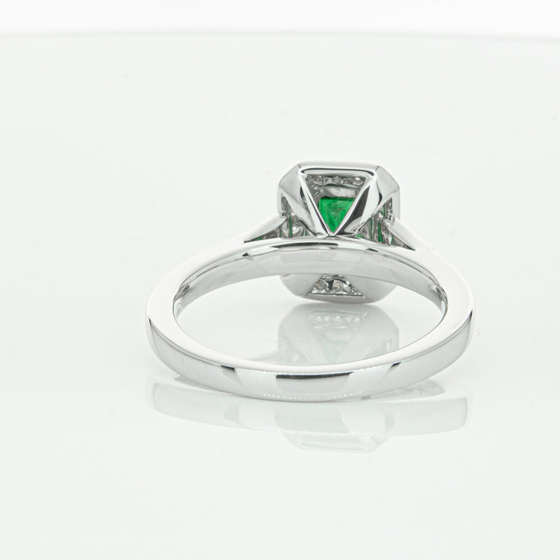 18ct White Gold Emerald & Diamond Ring-Ring-Walker & Hall