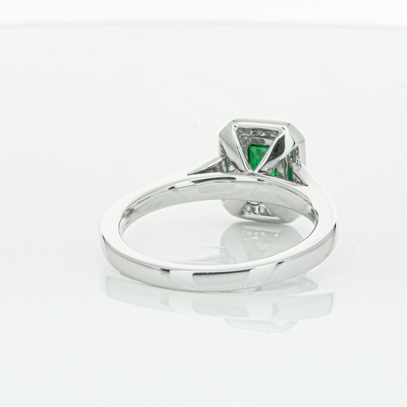 18ct White Gold Emerald & Diamond Ring-Ring-Walker & Hall