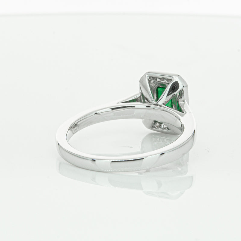 18ct White Gold Emerald & Diamond Ring-Ring-Walker & Hall