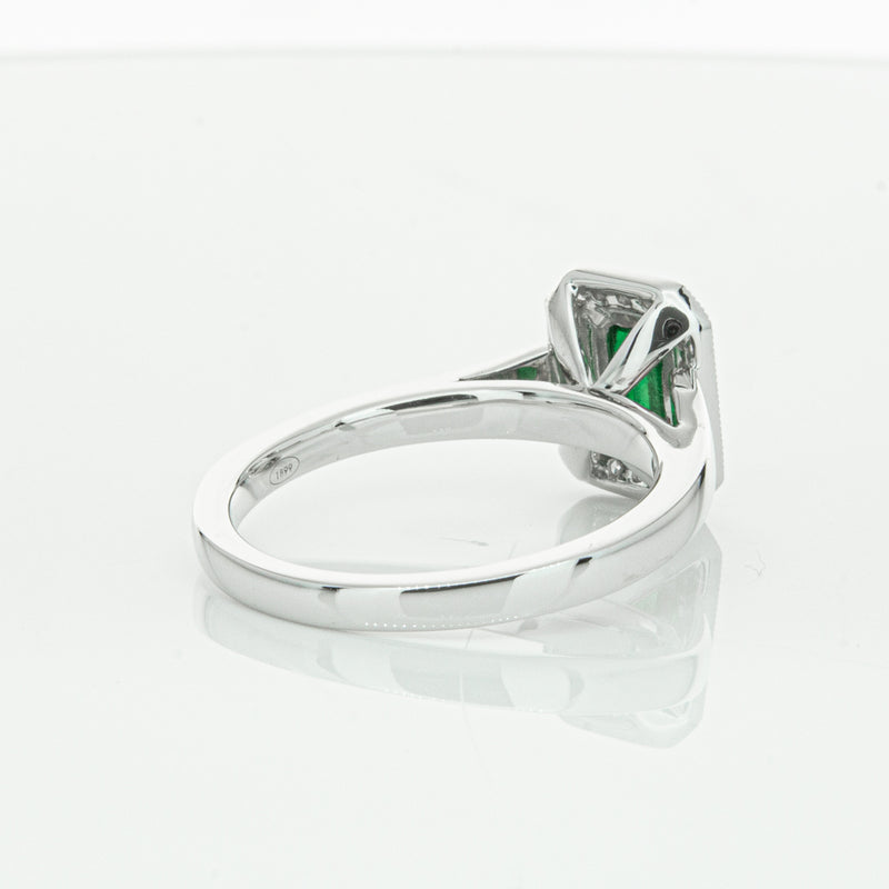 18ct White Gold Emerald & Diamond Ring-Ring-Walker & Hall