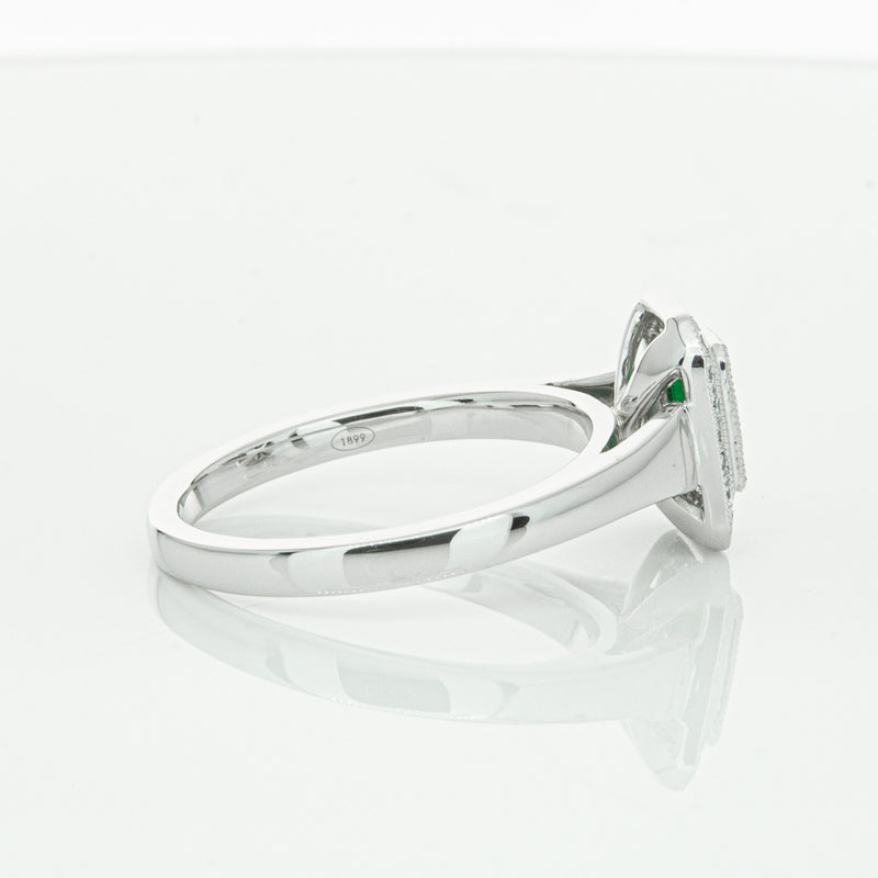 18ct White Gold Emerald & Diamond Ring-Ring-Walker & Hall