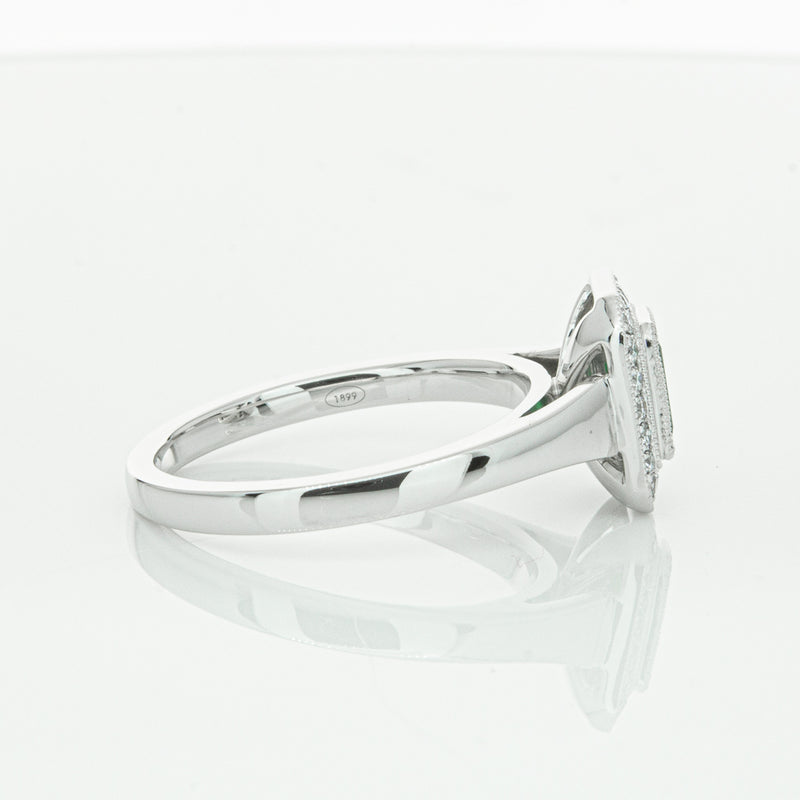 18ct White Gold Emerald & Diamond Ring-Ring-Walker & Hall