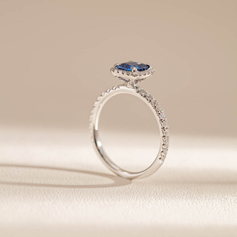 18ct White Gold Sapphire & Diamond Ring-Ring-Walker & Hall