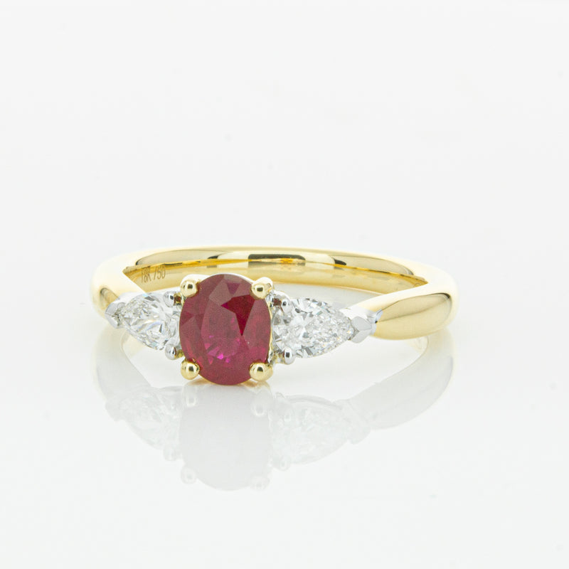 18ct Yellow Gold Ruby & Diamond Ring-Ring-Walker & Hall
