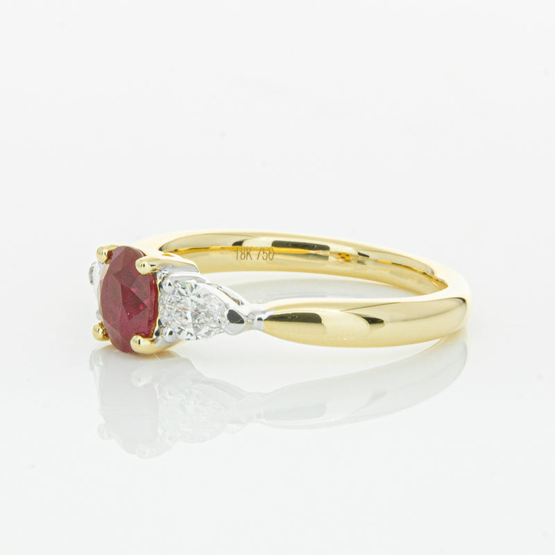 18ct Yellow Gold Ruby & Diamond Ring-Ring-Walker & Hall