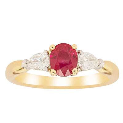 18ct Yellow Gold Ruby & Diamond Ring-Ring-Walker & Hall