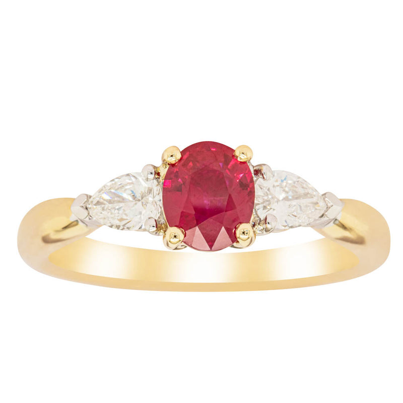 18ct Yellow Gold Ruby & Diamond Ring-Ring-Walker & Hall
