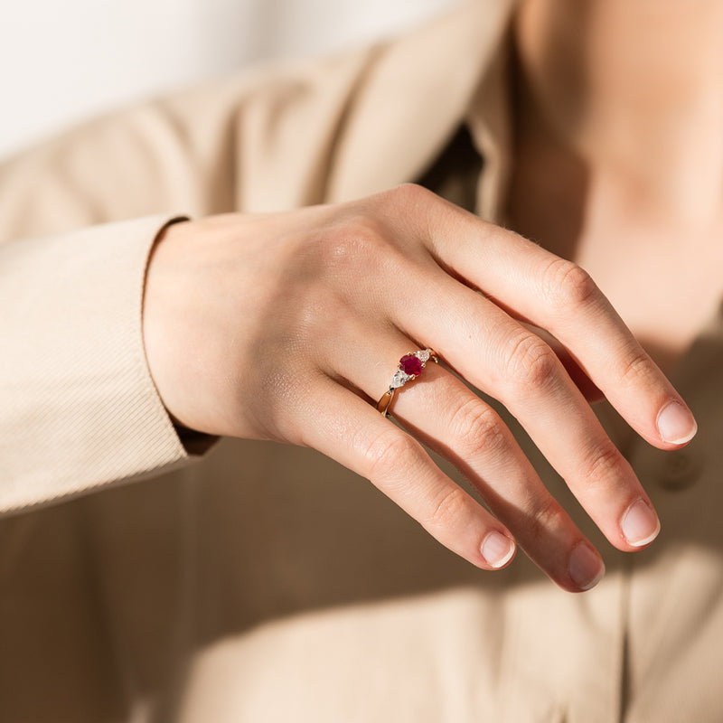 18ct Yellow Gold Ruby & Diamond Ring-Ring-Walker & Hall