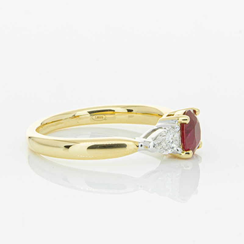 18ct Yellow Gold Ruby & Diamond Ring-Ring-Walker & Hall