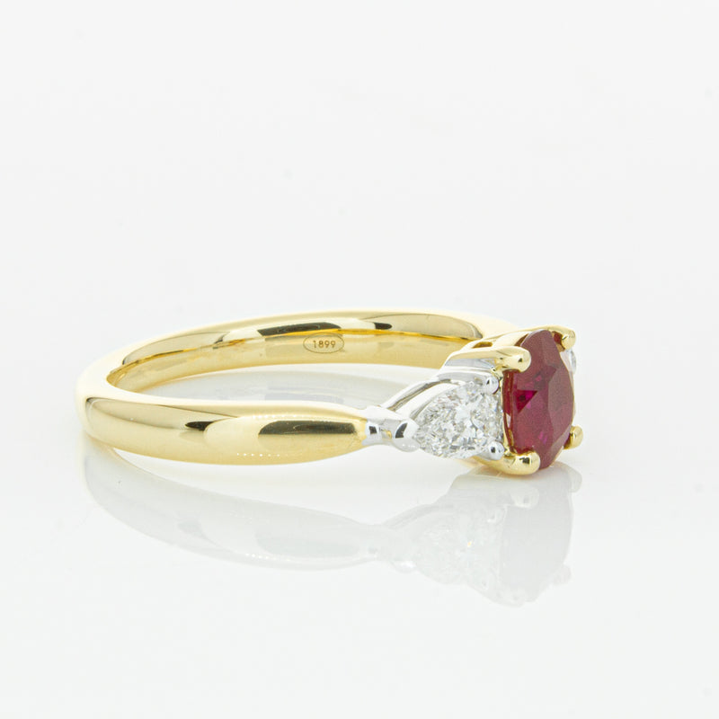 18ct Yellow Gold Ruby & Diamond Ring-Ring-Walker & Hall