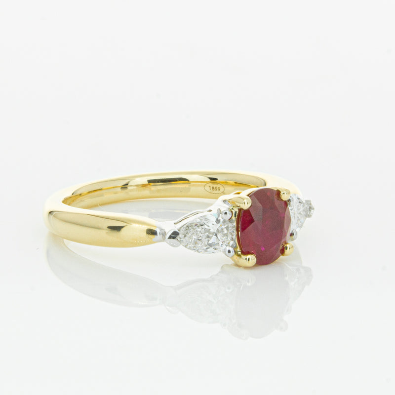 18ct Yellow Gold Ruby & Diamond Ring-Ring-Walker & Hall
