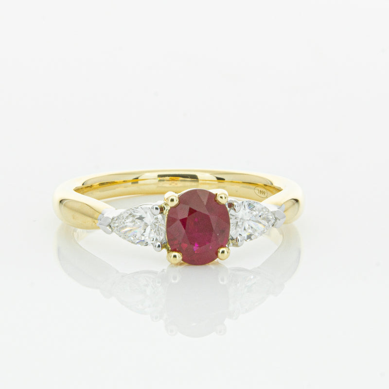 18ct Yellow Gold Ruby & Diamond Ring-Ring-Walker & Hall