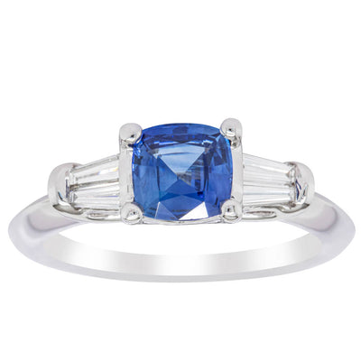 18ct White Gold Sapphire & Diamond Ring-Ring-Walker & Hall