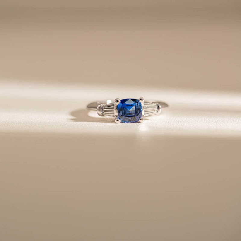 18ct White Gold Sapphire & Diamond Ring-Ring-Walker & Hall