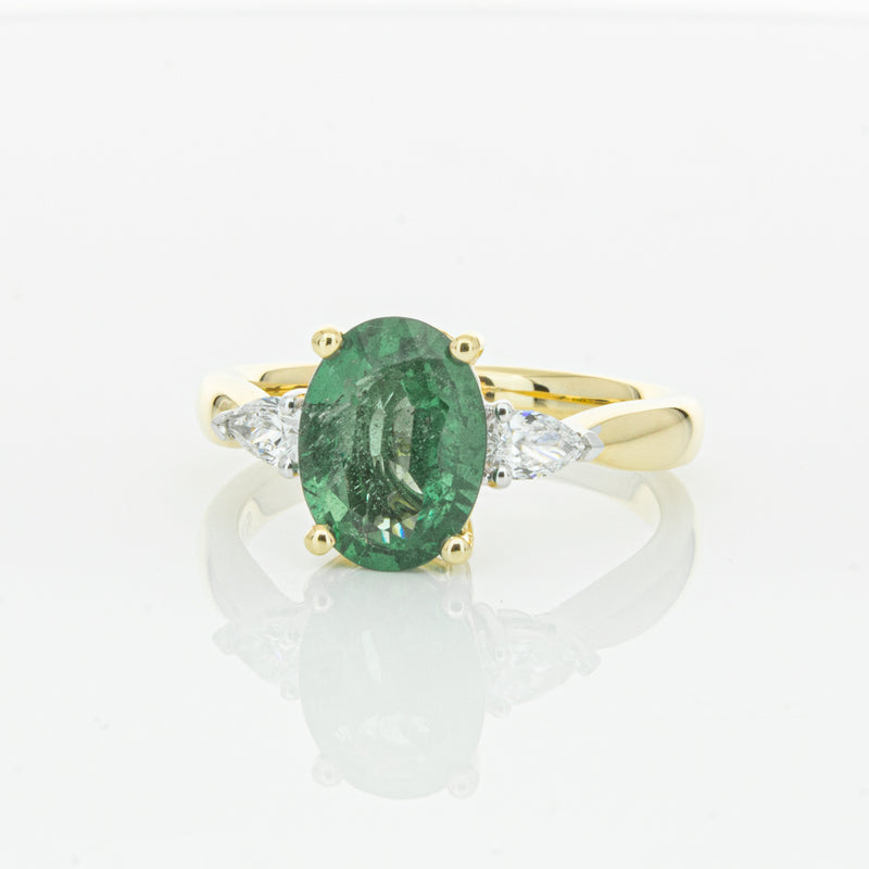 18ct Yellow Gold Emerald & Diamond Ring-Ring-Walker & Hall