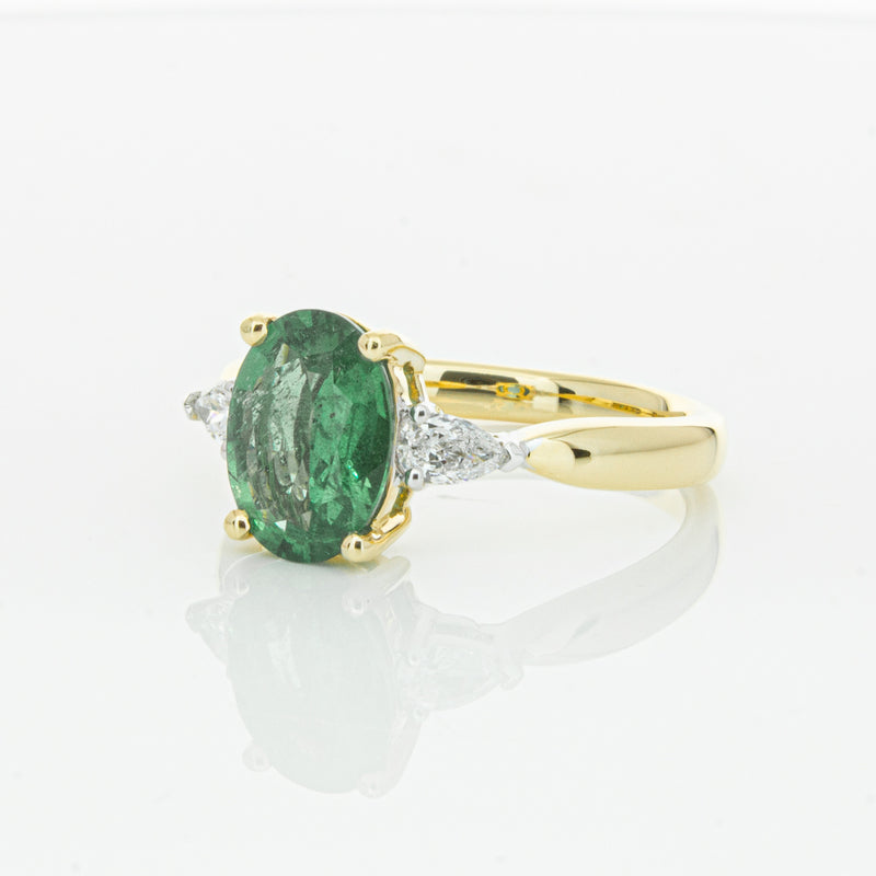 18ct Yellow Gold Emerald & Diamond Ring-Ring-Walker & Hall