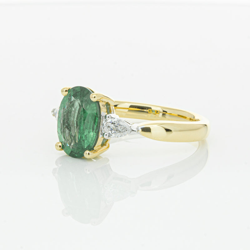 18ct Yellow Gold Emerald & Diamond Ring-Ring-Walker & Hall