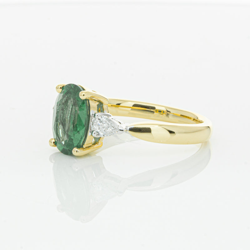 18ct Yellow Gold Emerald & Diamond Ring-Ring-Walker & Hall