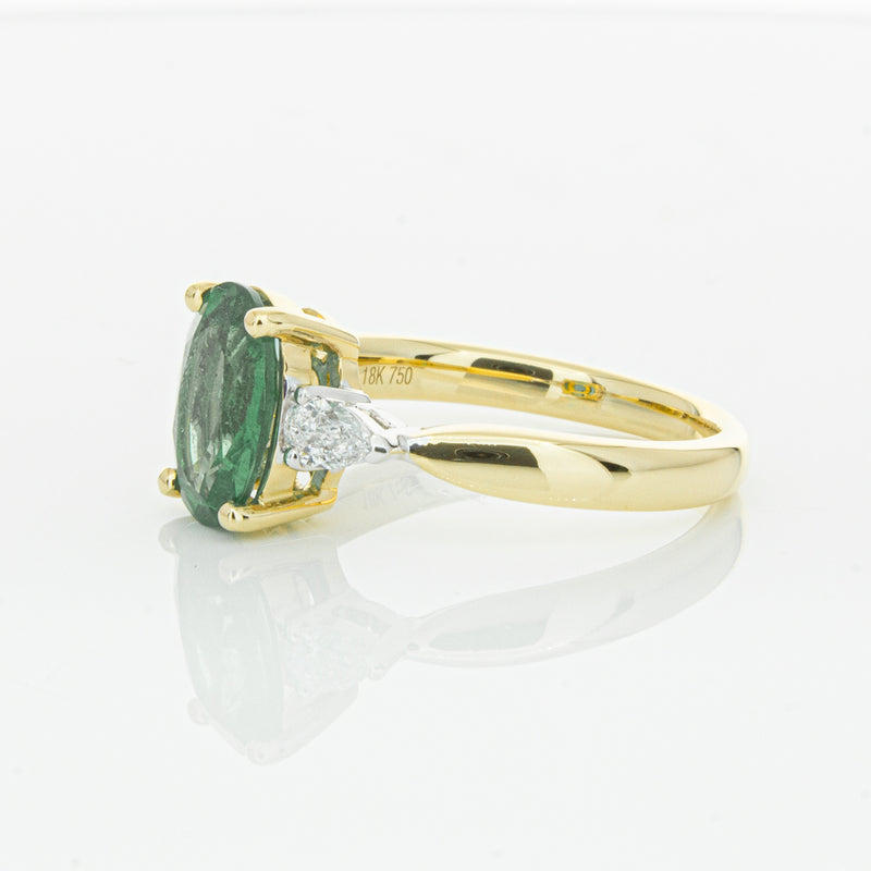 18ct Yellow Gold Emerald & Diamond Ring-Ring-Walker & Hall