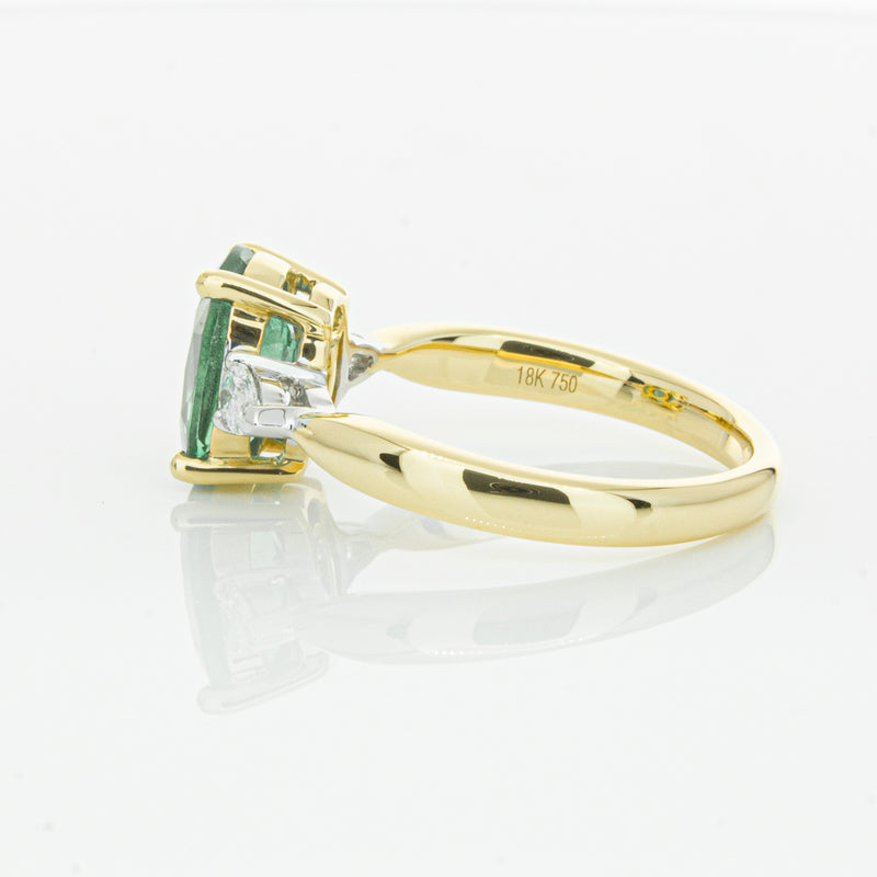 18ct Yellow Gold Emerald & Diamond Ring-Ring-Walker & Hall