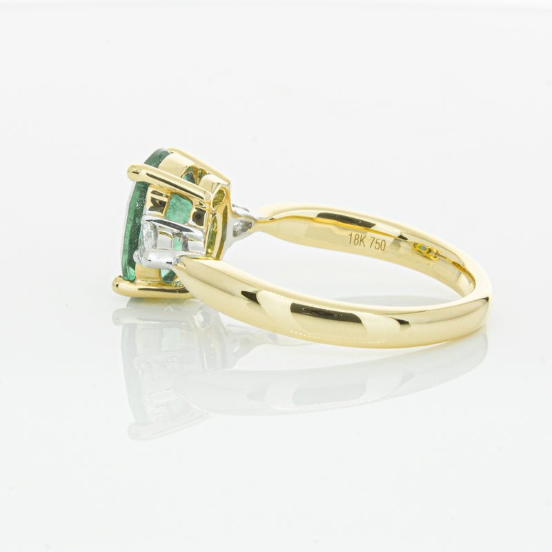 18ct Yellow Gold Emerald & Diamond Ring-Ring-Walker & Hall