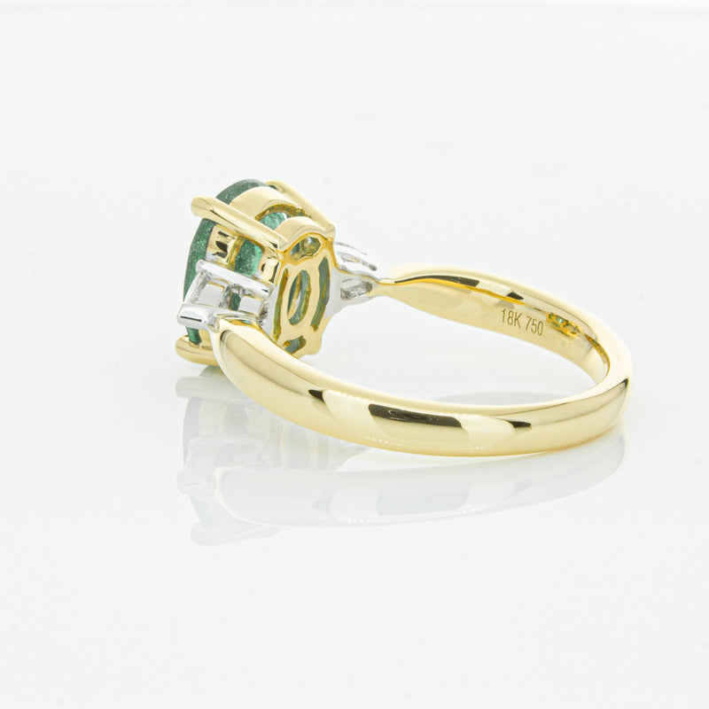 18ct Yellow Gold Emerald & Diamond Ring-Ring-Walker & Hall
