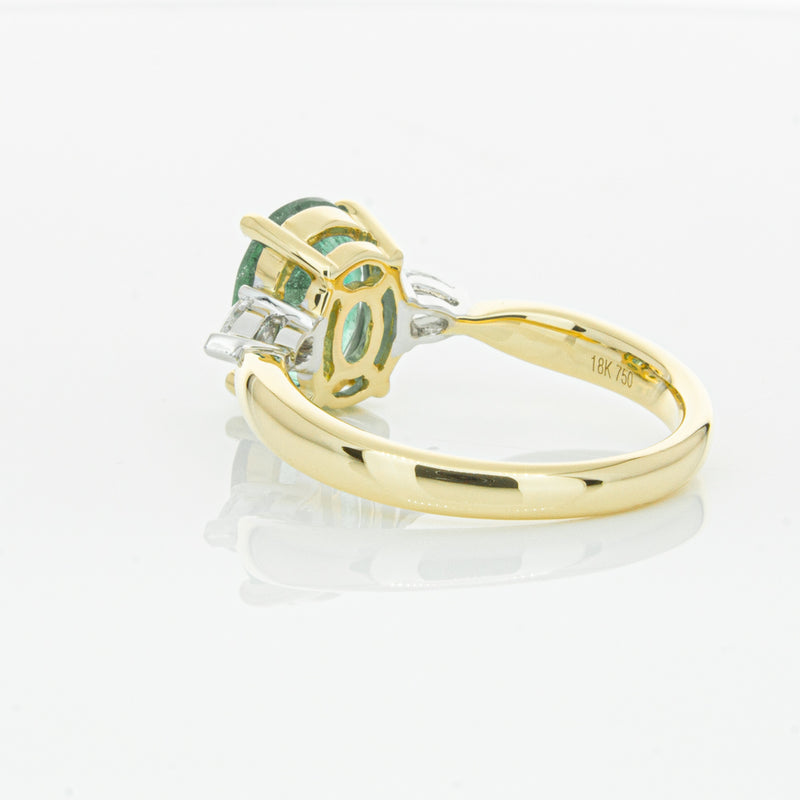 18ct Yellow Gold Emerald & Diamond Ring-Ring-Walker & Hall