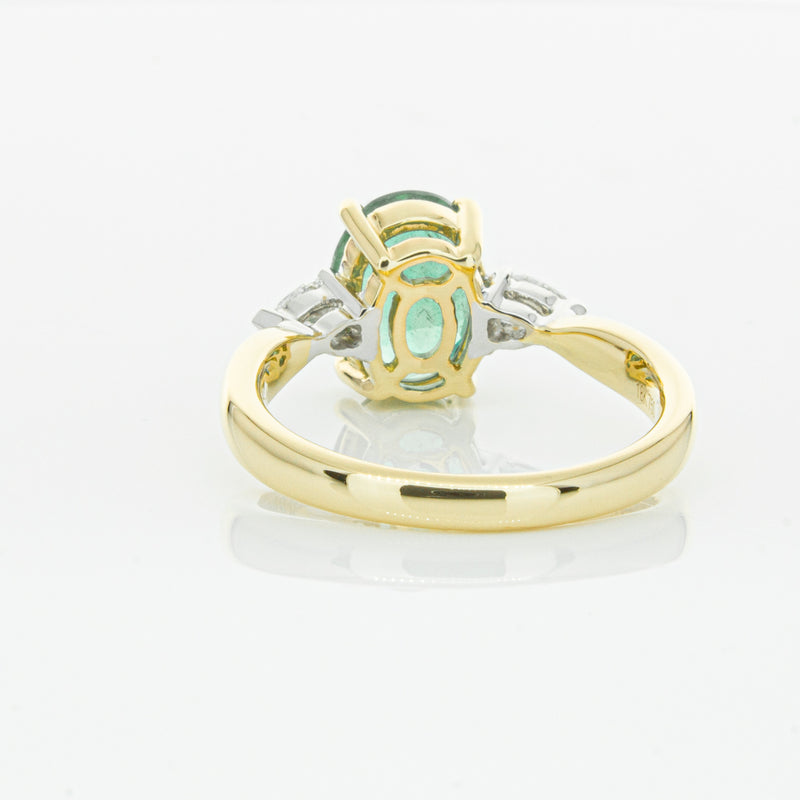 18ct Yellow Gold Emerald & Diamond Ring-Ring-Walker & Hall