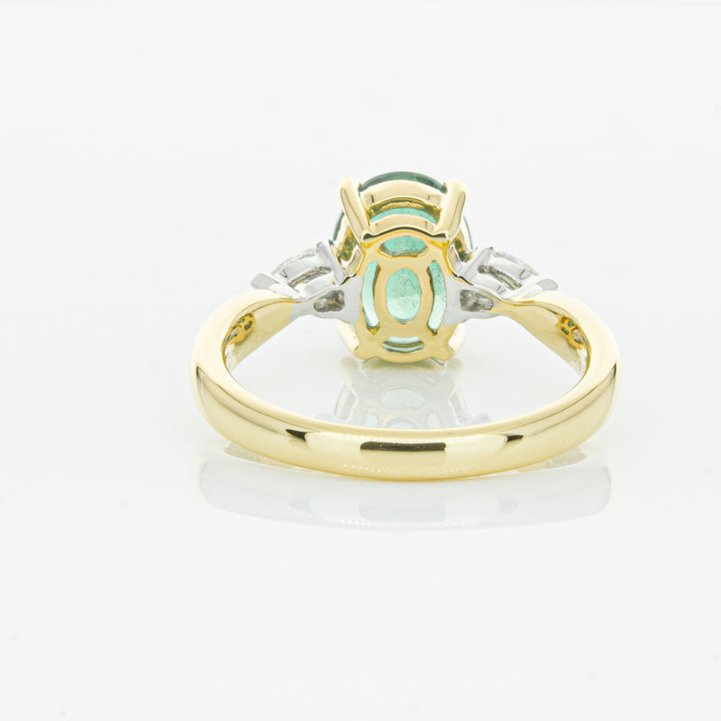 18ct Yellow Gold Emerald & Diamond Ring-Ring-Walker & Hall