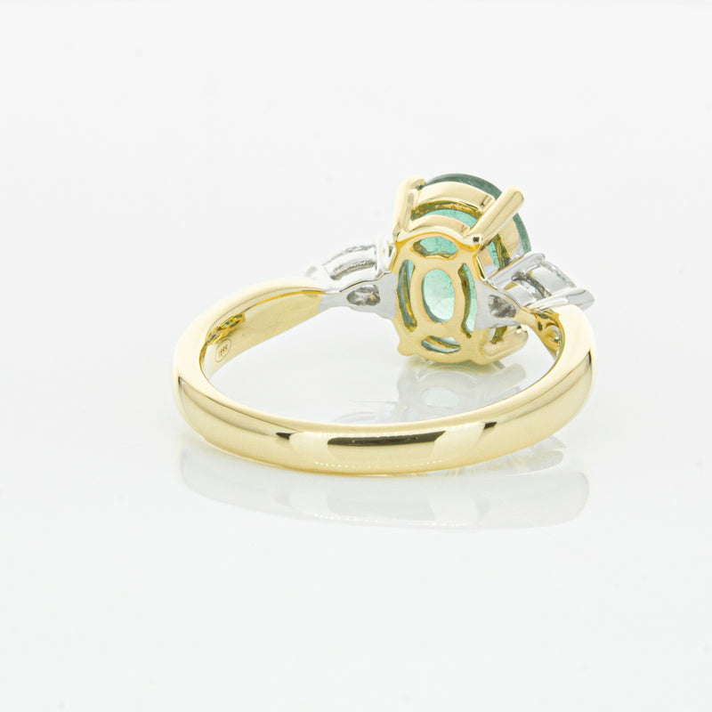 18ct Yellow Gold Emerald & Diamond Ring-Ring-Walker & Hall